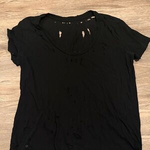 Classic Black Distressed Short Sleeve Tee